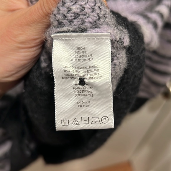 RE/DONE 90s Oversized Cardigan in Tiger Intarsia Black Purple S - Picture 7 of 8